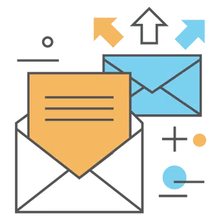 Outgoing email envelopes with arrows