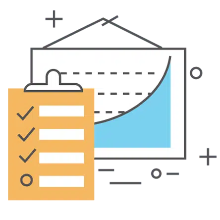 Clipboard checklist with growth chart