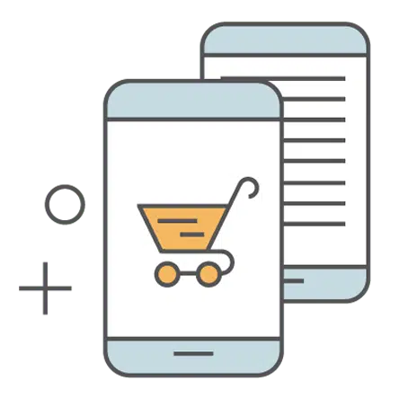 Smartphone with shopping cart icon and list