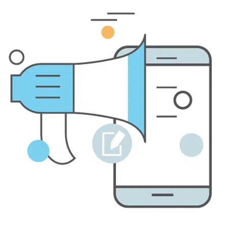 Smartphone megaphone representing mobile marketing